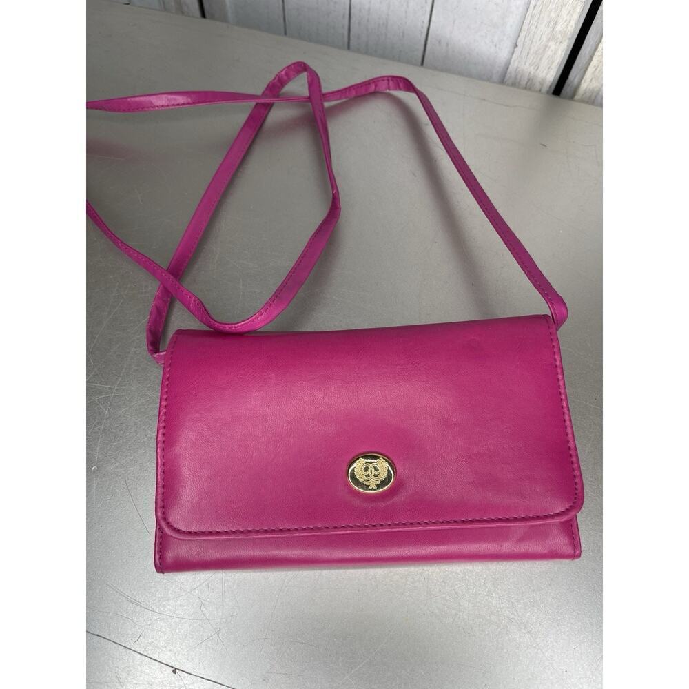 Vintage Mundi Pink Faux Leather Mirror Clutch Shoulder Bag WOC Wallet